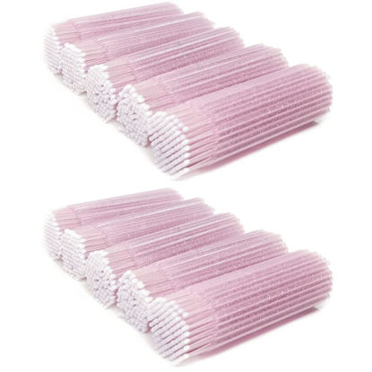 Picture of ZYIGYI 1000 Pcs Disposable Micro Cotton Swabs, Microswabs Applicator Brush for Eyelash Extension, Lips Mascara Wands Pink