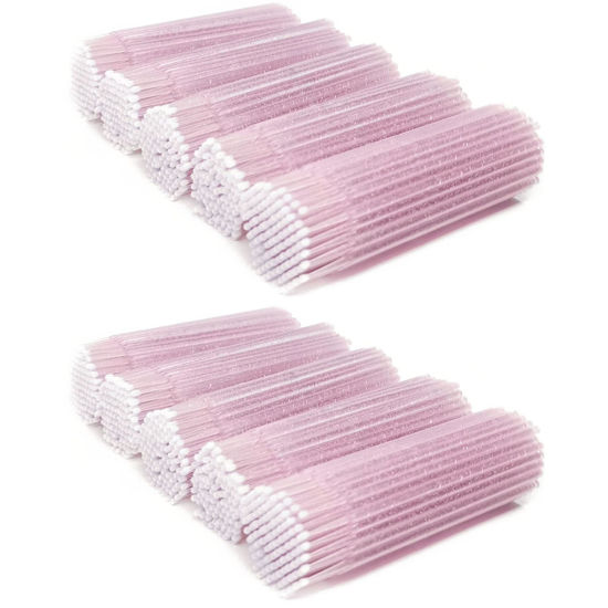 Picture of ZYIGYI 1000 Pcs Disposable Micro Cotton Swabs, Microswabs Applicator Brush for Eyelash Extension, Lips Mascara Wands Pink