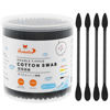 Picture of HOMEFOX Black Cotton Swabs Precision Pointed - 200 Count Organic Pointy Pointed Cotton Buds Double Side Tightly Wrapped Charcoal Cotton Tip Paper Stick Soft Gentle Cruelty-Free, Pointy & Round (Black)