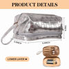 Picture of Abiudeng Large Makeup bag for Women,Pretty makeup bag, Waterproof Cosmetic Bag,Silver Make up Travel Bag Essentials,Cute Travel Toiletry Bag for Girls Wide open Makeup Bag Organizer with Bottom Pouch
