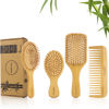 Picture of DEBETOOL Hair Brush Set, Natural Bamboo - Wide-tooth Paddle Detangling Brush and Tail Comb for All Hair Types, Promotes Hair Growth, Suitable for Thick/Thin/Curly/Dry Hair