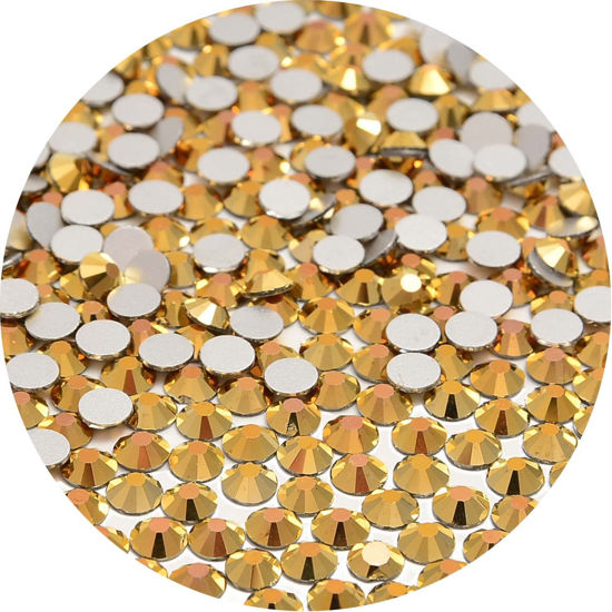 Picture of NCB 2000pcs Flatback Round Glass Nail Art Rhinestones Crystal for DIY Making Accessories Shoes, Clothes, Face Art, Bags, Manicure (Aurum, SS8 2000pcs)