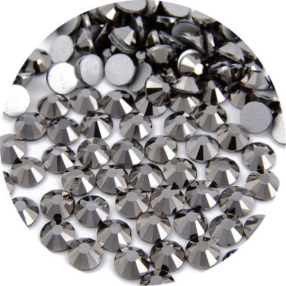 Picture of NCB 2000pcs Flatback Round Glass Nail Art Rhinestones Crystal for DIY Making Accessories Shoes, Clothes, Face Art, Bags, Manicure (Jet Hematite, SS8 2000pcs)
