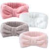 Picture of VITEVER 4 Pack Spa Headband for Washing Face, Girls Makeup Bow Tie Hair Band, Microfiber Women Headbands, Elastic Headband to Skincare, Gifts for Teen Girls- White, Brown, Rose Pink, Light Pink