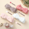 Picture of VITEVER 4 Pack Spa Headband for Washing Face, Girls Makeup Bow Tie Hair Band, Microfiber Women Headbands, Elastic Headband to Skincare, Gifts for Teen Girls- White, Brown, Rose Pink, Light Pink