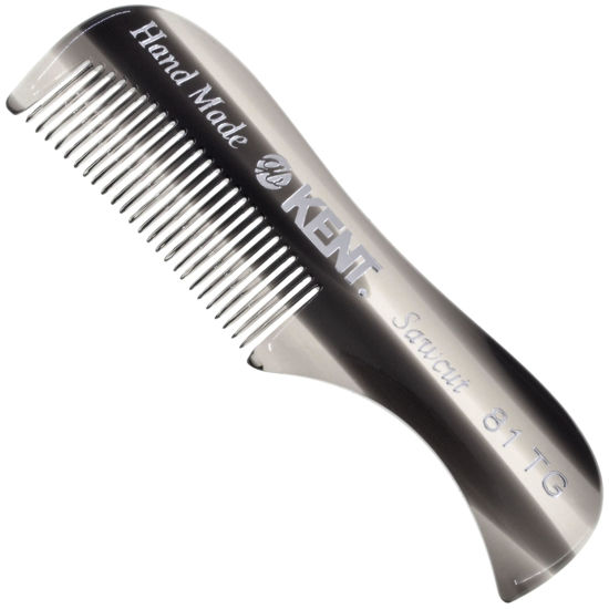 Picture of KENT A 81T Graphite X-Small Men's Beard Mustache Pocket Comb, Fine Toothed for Facial Hair Grooming and Styling. Hand-Made of Quality Cellulose Acetate, Made in England