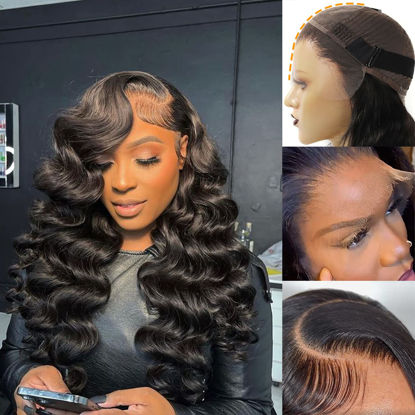Picture of BEEOS Ultra-fitted Design 13x6 SKINLIKE Real HD Lace Front Wig, True 180% Density 0.10mm Ultra-thin HD Lace Pre-Plucked Bleached Knots Body Wave Human Hair Wig 24 Inch