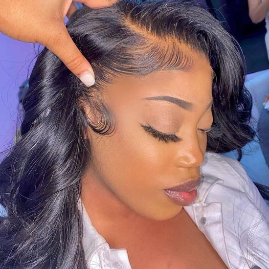 Picture of BEEOS SKINLIKE Real HD Lace Wig, 13x4 Full Frontal Lace 0.10mm Ultra-thin Swiss Lace 180% Density Body Wave Human Hair Wig With Pre Plucked Clean Hairline and Baby Hair Bleached Knots 30 Inch