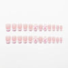 Picture of Short Press on Nails Square Fake Nails White French Tip False Nails Pink Acrylic Nails Press ons with Bow Pearl Charms Design Glue on Nails Glossy Full Cover Stick on Nails for Women Manicure 24Pcs