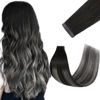 Picture of FUOTONBUTY Tape in Hair Extensions Human Hair Ombre Natural Black to Ice Grey 12 inch 20 pcs/40g Double Stitched Real Human Hair Extensions Lightweight Invisible Thick Ends Tape in Hair Piece
