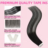 Picture of FUOTONBUTY Tape in Hair Extensions Human Hair Ombre Natural Black to Ice Grey 12 inch 20 pcs/40g Double Stitched Real Human Hair Extensions Lightweight Invisible Thick Ends Tape in Hair Piece