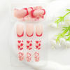 Picture of Valentine's Day Press on Nails Medium Square Fake Nails Red False Nails with Heart French Tip Designs Glossy Glue on Nails Valentines Acrylic Nails Nude Stick on Nails for Women 24Pcs