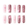 Picture of Valentine's Day Press on Nails Medium Coffin Fake Nails with Love Glitter Designs Pink Nails Press ons Valentines False Nails Full Cover Artificial Stick on Nails for Women 24Pcs