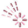 Picture of Valentine's Day Press on Nails Medium Coffin Fake Nails with Love Glitter Designs Pink Nails Press ons Valentines False Nails Full Cover Artificial Stick on Nails for Women 24Pcs