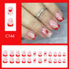 Picture of Valentine's Day Press on Nails Short Square Fake Nails with Heart Designs Red French Tip Nails Press ons Glitter Glue on Nails Nude False Nails Valentines Stick on Nails for Women 24Pcs