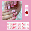 Picture of Valentine's Day Press on Nails Medium Square Fake Nails with Strawberry Bow Designs French Tip Nails Press ons Pink Acrylic Nails Heart False Nails Nude Stick on Nails for Women 24Pcs