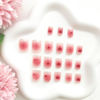Picture of Valentine's Day Press on Nails Short Square Fake Nails with Red Heart Designs Glitter Glue on Nails Pink Gradient Acrylic Nails Cute False Nails Nude Stick on Nails for Women 24Pcs