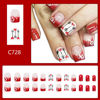 Picture of Valentine's Day Press on Nails Short Square Fake Nails with Heart Designs Red French Tip Nails Press ons Glitter Glue on Nails White Acrylic Nails Nude Stick on Nails for Women 24Pcs