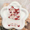 Picture of Valentine's Day Press on Nails Short Square Fake Nails with Heart Designs Red French Tip Nails Press ons Glitter Glue on Nails White Acrylic Nails Nude Stick on Nails for Women 24Pcs