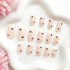 Picture of Valentine's Day Press on Nails Medium Square Fake Nails with Rhinestone Designs Glossy Glue on Nails Black Love Heart False Nails Nude Stick on Nails for Women 24Pcs