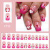 Picture of Valentine's Day Press on Nails Medium Square Fake Nails with Heart Designs Pink French Tip Nails Press ons Glossy Glue on Nails Nude False Nails Valentines Stick on Nails for Women 24Pcs
