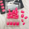 Picture of Valentine's Day Press on Nails Short Square Fake Nails with Heart Spot Designs Pink Nails Press ons Glitter Glue on Nails Valentines Acrylic Nails Full Cover Stick on Nails for Women 24Pcs