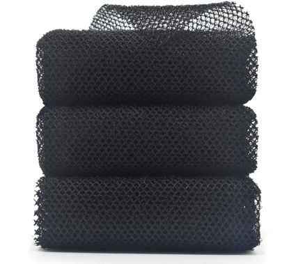 Picture of 3 Piece African Exfoliating Net for Body, African Net Sponge, African Wash Net, African Shower Net, African Bath Sponge Scrubbing Rag Net Exfoliation, African Body Scrubber (3 Black)