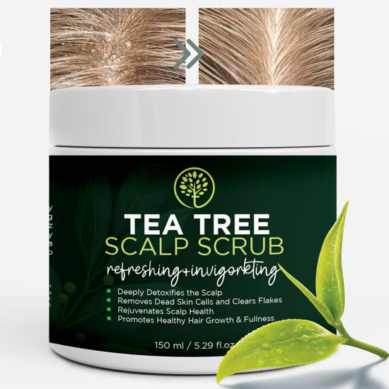 Picture of Tea Tree Scalp Scrub | Antifungal Itchy Scalp Treatment with Tea Tree Oil, Quartz Powder & Sea Salt | Gently Exfoliates, Relieves Dryness, Fights Dandruff, Promotes Healthy Hair Growth & Scalp Relief