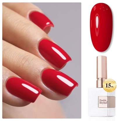 Picture of Double Rhythm 15ML Gel Polish Jelly Sheer Pastel Light Milky Color 1 PC 0.53 OZ Bottle UV Nail Polish Art Salon at Home for Women (Maroon Red-B-A1399)