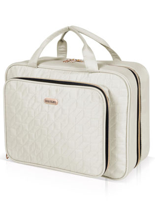 Picture of BALULHG Travel Toiletry Bag for Women Large Capacity with Hook - Portable Cosmetic Case,Hanging Makeup Bag for Full Sized ToiletriesTravel Essentials for Business Trips and Camping Beige