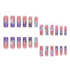Picture of RUOKEXIN Long Press on Nails French Tip Fake Nails Blue Square False Nails with Gold 3D Butterfly Designs Pink Full Cover Artificial Nails Glossy Glue on Nails Fall Stick on Nails for Women 24Pcs
