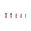 Picture of RUOKEXIN Long Press on Nails French Tip Fake Nails Blue Square False Nails with Gold 3D Butterfly Designs Pink Full Cover Artificial Nails Glossy Glue on Nails Fall Stick on Nails for Women 24Pcs