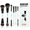 Picture of Jessup Makeup Brush Set 6pcs Double Sided Makeup Brushes Foundation Contour Blush Highlight Blending Eyebrow Brush Eyeshadow Brush, Vegan Fiber Make up Brush Bright Cyan T501