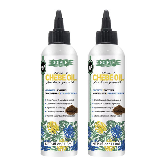 Picture of Natural 10 in 1 Chebe Oil Moisturizer for Scalp, African Chebe Powder for Hair Growth Stronger, Thicker, Longer for All Hair Types(2pcs)