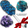 Picture of Loofah-Charcoal Back-Scrubber & Bath-Sponge Color-Set by-Shower-Bouquet: 1 Long-Handle-Back-Brush Plus 2 Extra Large 75g Soft Mesh Poufs, Men & Women - Exfoliating Cleanse with XL Luffa Lufas Loofahs