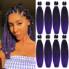 Picture of Liang Dian Braiding Hair Pre-stretched Braiding Hair 12 Inch 8 Packs Ombre Purple Hot Water Setting Synthetic Hair Crochet Braiding Hair Extension(12 Inch,1B/Purple)