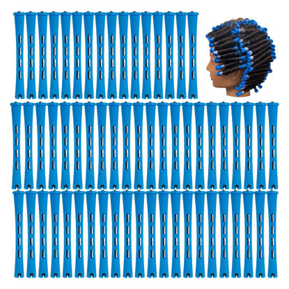 Picture of Perm Rods,60 pcs Small Size Hair Rollers for Natural Hair Long Short Hair Styling Tool Hair Curlers 0.35 inch Blue Color