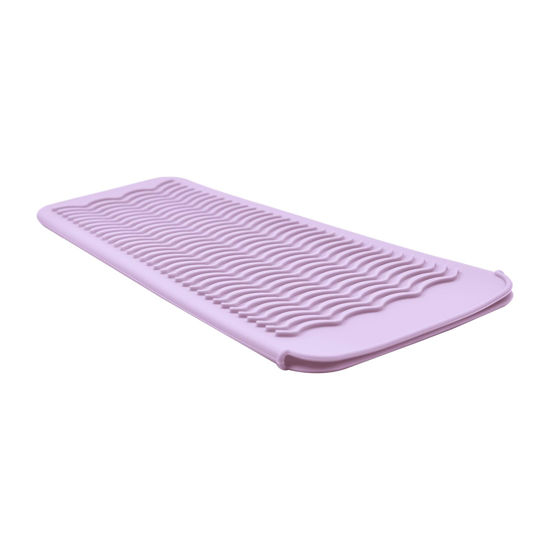 Picture of EIOKIT Silicone Heat Resistant Travel Mat for Hair Iron (1 Pack, Pink Mauve, 11 x 5.3 inches)