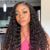 Picture of Water Wave Lace Front Wigs Human Hair Brazilian 180% Density Virgin Hair 4X4 Deep Curly Lace Closure Wigs for Black Women Pre Plucked with Baby Hair Natural Color (24 Inch,Water Lace Closure Wigs)