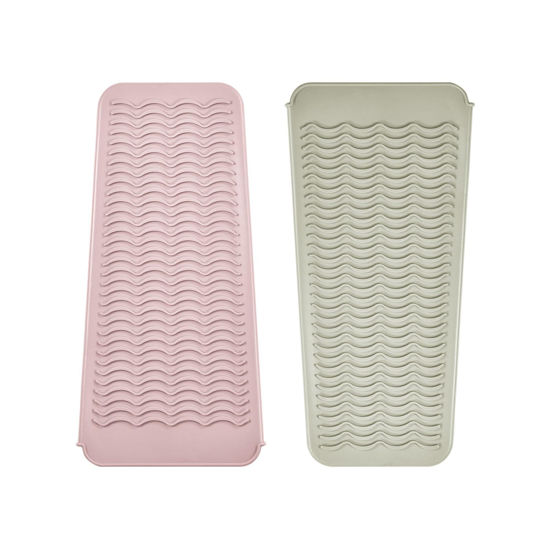 Picture of EIOKIT Silicone Heat Resistant Travel Mat Pouch for Hair Straightener, Crimping Iron, Curling Iron, Hair Curling Wand, Flat Iron, Hair Waving Iron (2 Pack, Multicolored)