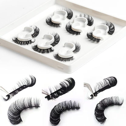 Picture of 3d Fluffy Russian Strip Lashes, D Curl Lash Strips, Natural False Lashes Mink, Fluffy Eyelashes Mink, Natural Wispies Mink Eyelashes, Wispy Fake Lashes, Faux Mink Eyelashes Natural Look(6 Pairs)