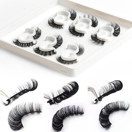 Picture of 3d Fluffy Russian Strip Lashes, D Curl Lash Strips, Natural False Lashes Mink, Fluffy Eyelashes Mink, Natural Wispies Mink Eyelashes, Wispy Fake Lashes, Faux Mink Eyelashes Natural Look(6 Pairs)