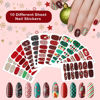 Picture of 140 Pcs 10 Sheets Christmas Full Wrap Nail Stickers Nail Polish Strips Plaid Gradient Stickers Glitter Self Adhesive DIY Art Decals Strips with 2 Pcs Nail Files for Xmas Nail Decor (Snowflake Style)
