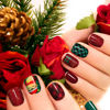 Picture of 140 Pcs 10 Sheets Christmas Full Wrap Nail Stickers Nail Polish Strips Plaid Gradient Stickers Glitter Self Adhesive DIY Art Decals Strips with 2 Pcs Nail Files for Xmas Nail Decor (Snowflake Style)