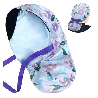 Picture of ABAMERICA Ponytail Scrub Caps for Women Surgical Caps Nurse Hat with Functional Ponytail Holder for Long Hair, Satin-Lined
