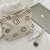 Picture of Cosmetic Bags for Women - Corduroy Cosmetic Bag Aesthetic Women Handbags Purses Smile Dots Makeup Organizer Storage Makeup Bag Girls Case Bags (Beige)