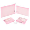 Picture of EASYFUN Mesh Pouch, Make up Bag with Zipper Cosmetic Organizer Pouch for Daily or Travel to Keep Small Items, 4 PCS Pink