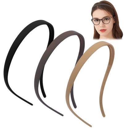 Picture of TOBATOBA Flex No Pressure Headbands, Headbands for Glasses Wearers, Sunglasses Headband No Headache Headband Comfortable Headbands, Matte Plastic Headbands with Teeth, Non Slip for Women Girls