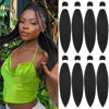 Picture of Black Braiding Hair Pre Stretched 12 Inch 8 Pack Braiding Hair Extensions Itch Free Soft Yaki Texture Hot Water Setting Synthetic Crochet Braids Hair For Women Girls (12Inch,1B)