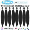 Picture of Black Braiding Hair Pre Stretched 12 Inch 8 Pack Braiding Hair Extensions Itch Free Soft Yaki Texture Hot Water Setting Synthetic Crochet Braids Hair For Women Girls (12Inch,1B)